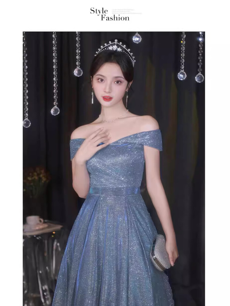 Νέο στιλ 2025 λαμπερό βραδινό φόρεμα με έναν ώμο, ελαφριά πολυτέλεια, εξειδικευμένο, λεπτό, υψηλής ποιότητας, κορυφαίο, υψηλής ποιότητας φόρεμα τοστ