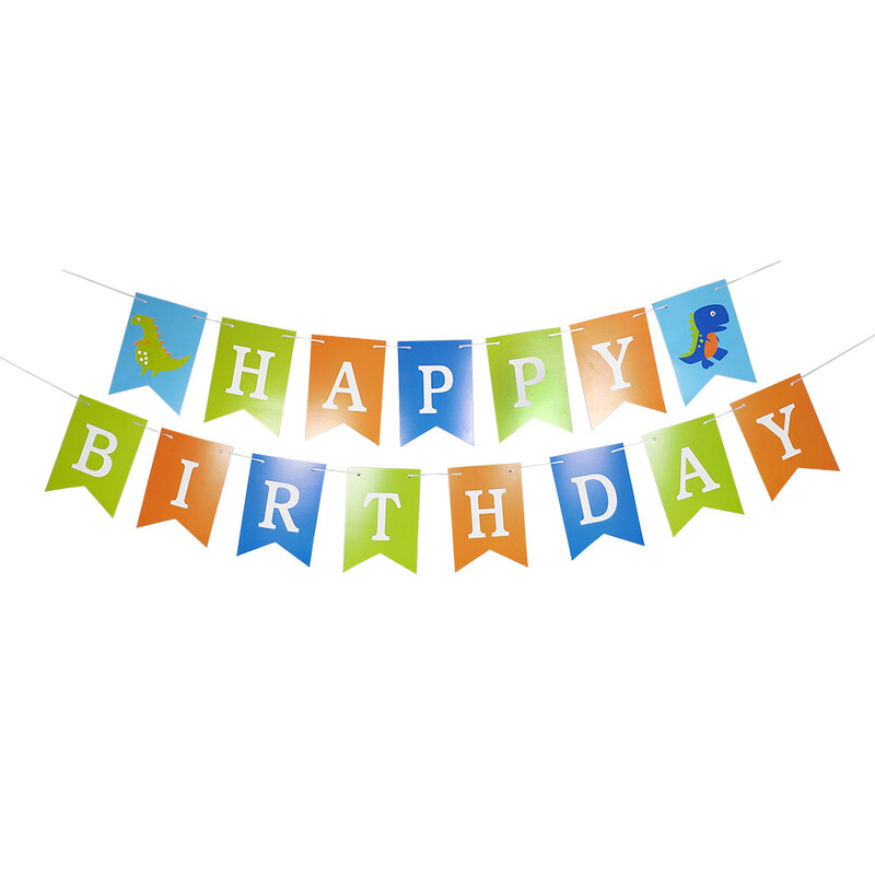 Карикатурно парти за рожден ден, флаг за инженерно превозно средство, честит рожден ден, рожден ден, динозавър, пожарна кола, банер