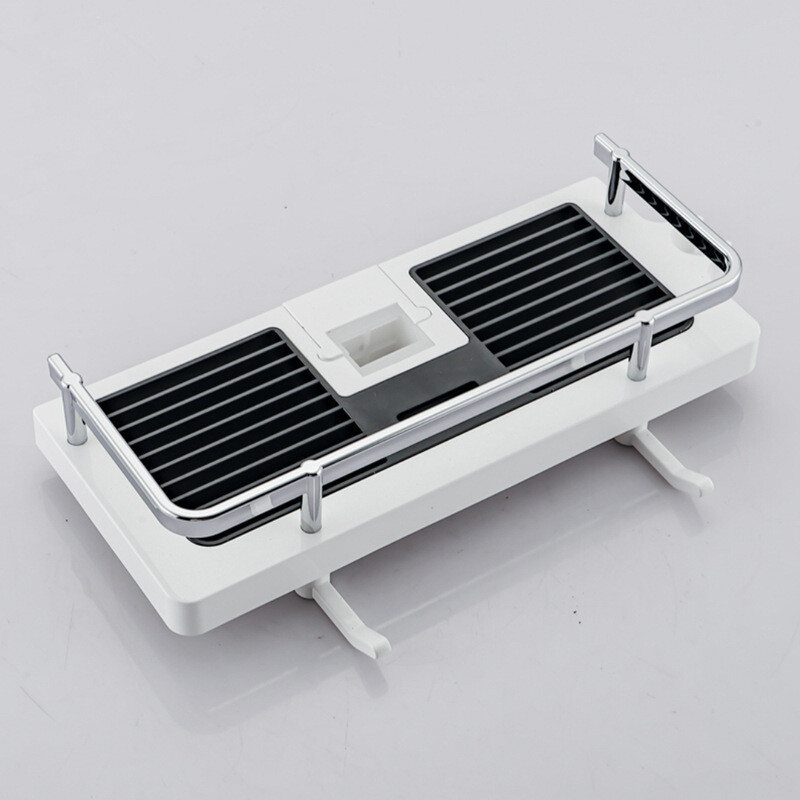 Dušo lentynėlė, pakeliamas dušo padėklas, daugiafunkcinė vonios kambario daiktadėžė, be perforatoriaus