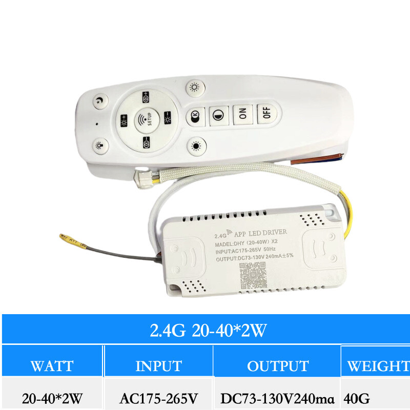 Gamintojo 2.4G išmanusis nuotolinio valdymo maitinimo šaltinis, dviejų tonų šviesos transformatorius, dviejų spalvų išorinis LED valdiklis