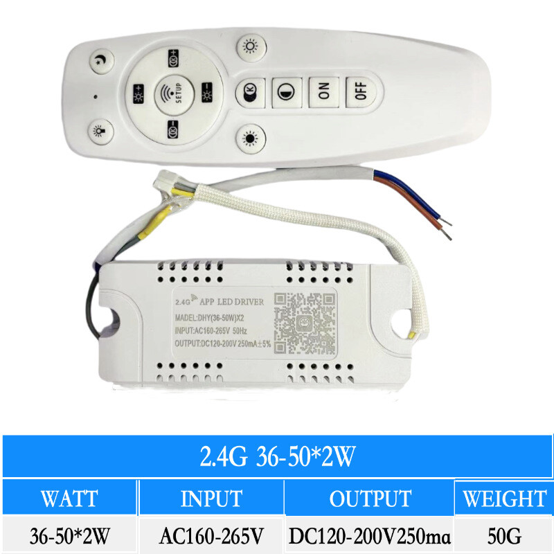 Gamintojo 2.4G išmanusis nuotolinio valdymo maitinimo šaltinis, dviejų tonų šviesos transformatorius, dviejų spalvų išorinis LED valdiklis
