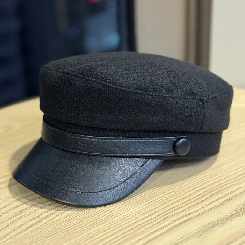 Új 2025 őszi és téli retró gyapjú műszőrme kalap nőknek, brit nyolcszögletű lapos cilinder irodalmi utazásokhoz