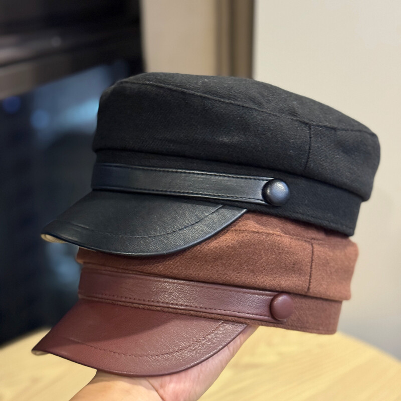 Új 2025 őszi és téli retró gyapjú műszőrme kalap nőknek, brit nyolcszögletű lapos cilinder irodalmi utazásokhoz