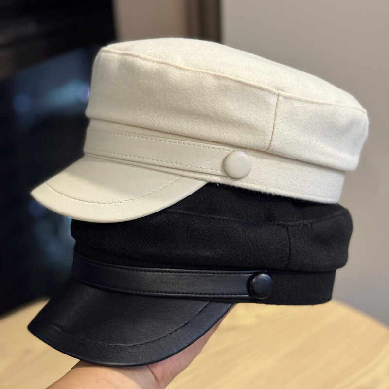 Új 2025 őszi és téli retró gyapjú műszőrme kalap nőknek, brit nyolcszögletű lapos cilinder irodalmi utazásokhoz