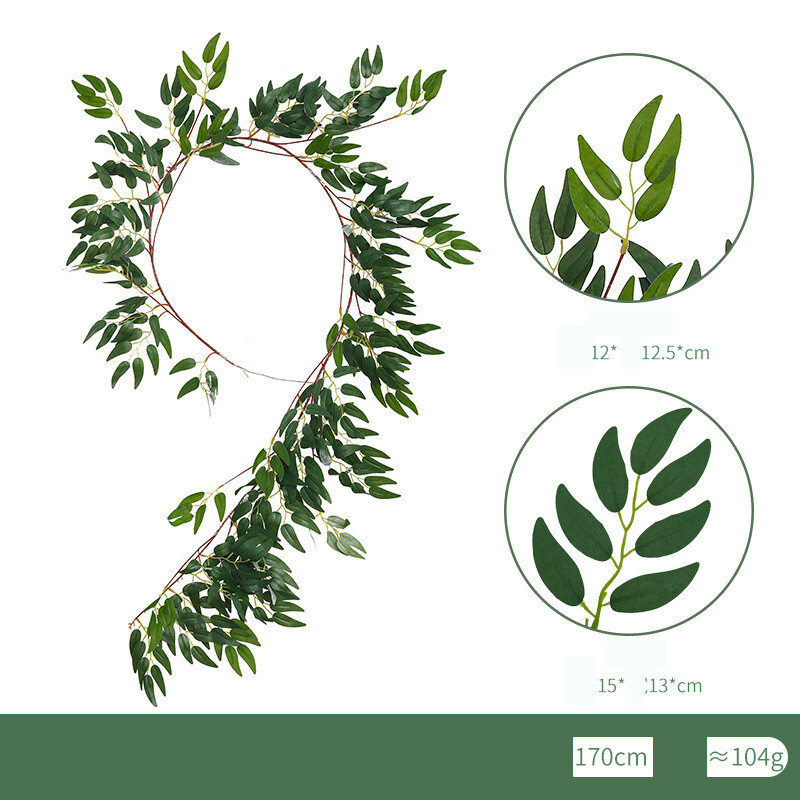 Производители на едро симулирани растителни листа върбов ратан ins сватбена стена висяща зелена растителна арка навиване криптиране ракита