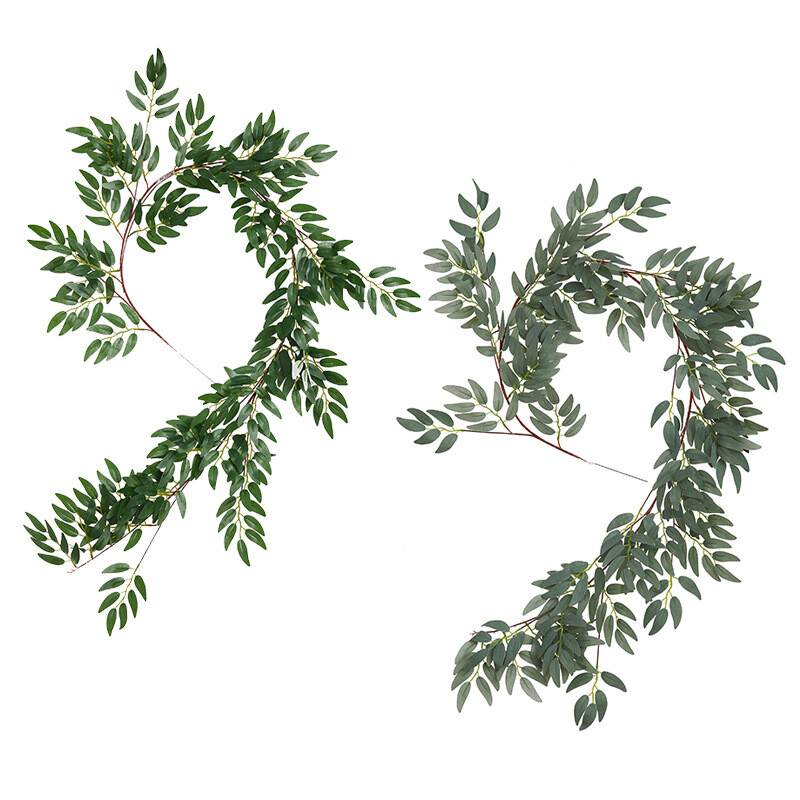 Производители на едро симулирани растителни листа върбов ратан ins сватбена стена висяща зелена растителна арка навиване криптиране ракита