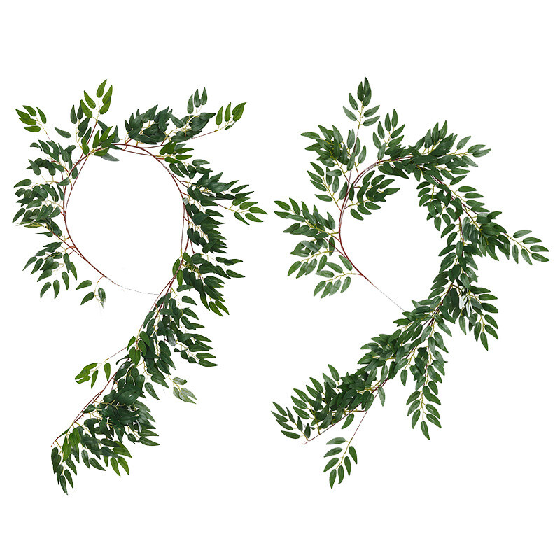 Производители на едро симулирани растителни листа върбов ратан ins сватбена стена висяща зелена растителна арка навиване криптиране ракита