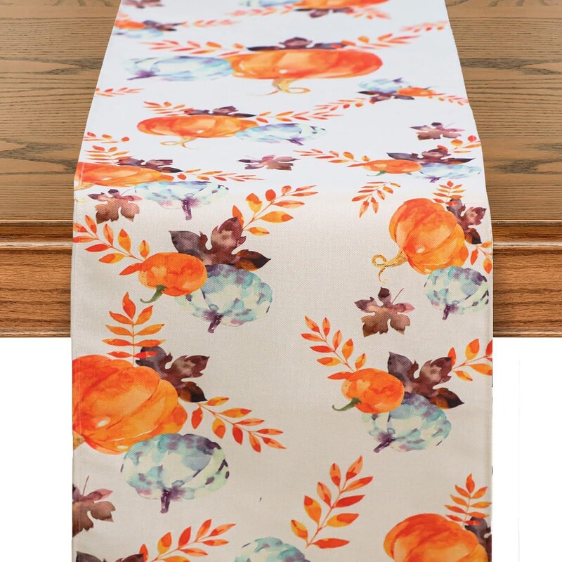 Naujas rudens stalo takelis namams, svetainei, stalo dekoravimui, vakarėliui, moliūgui ir chrizantemai