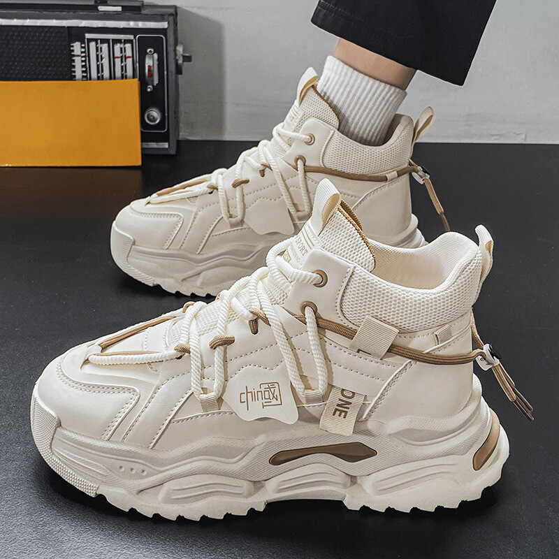 Pantofi sport pentru bărbați populari transfrontalieri, pantofi sport și de agrement pentru tineret, respirabili, de toamnă, cu vârf înalt și talpă groasă