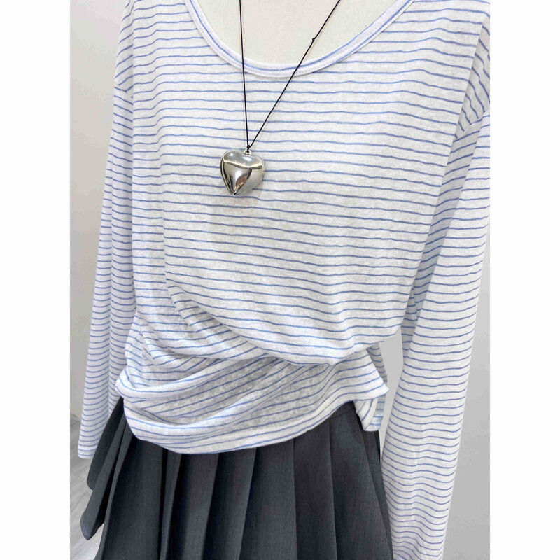 Bluză subțire cu dungi deschise, cu protecție solară, pentru femei, vară, top lejer, tricou cu mânecă lungă pentru temperament casual