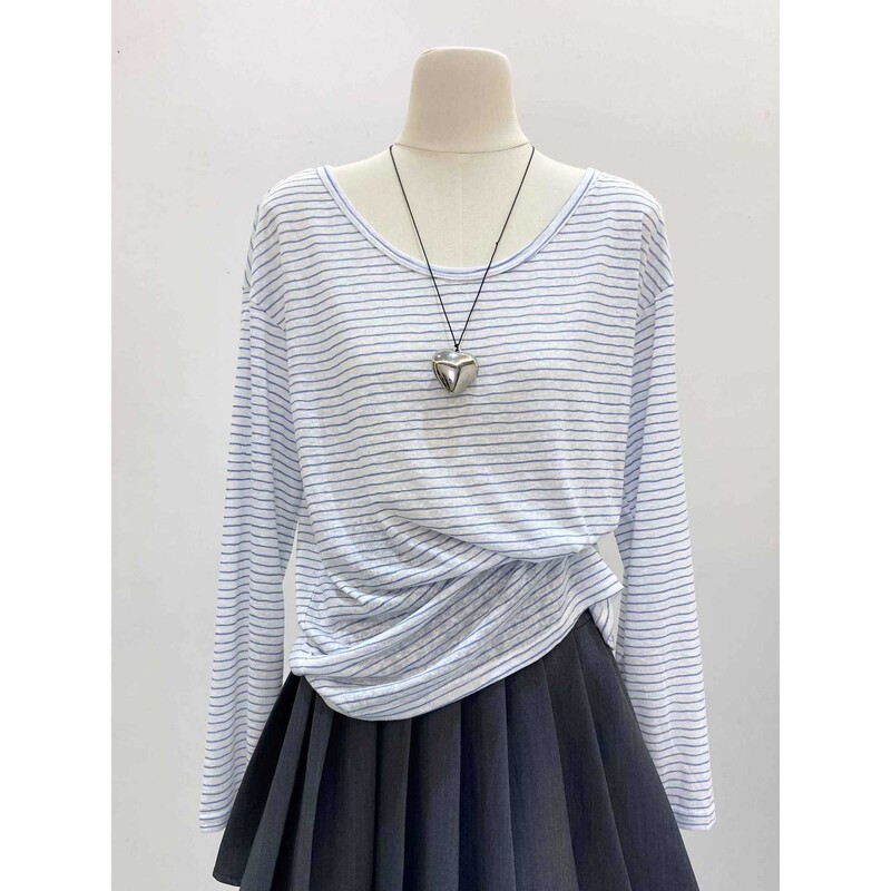 Bluză subțire cu dungi deschise, cu protecție solară, pentru femei, vară, top lejer, tricou cu mânecă lungă pentru temperament casual