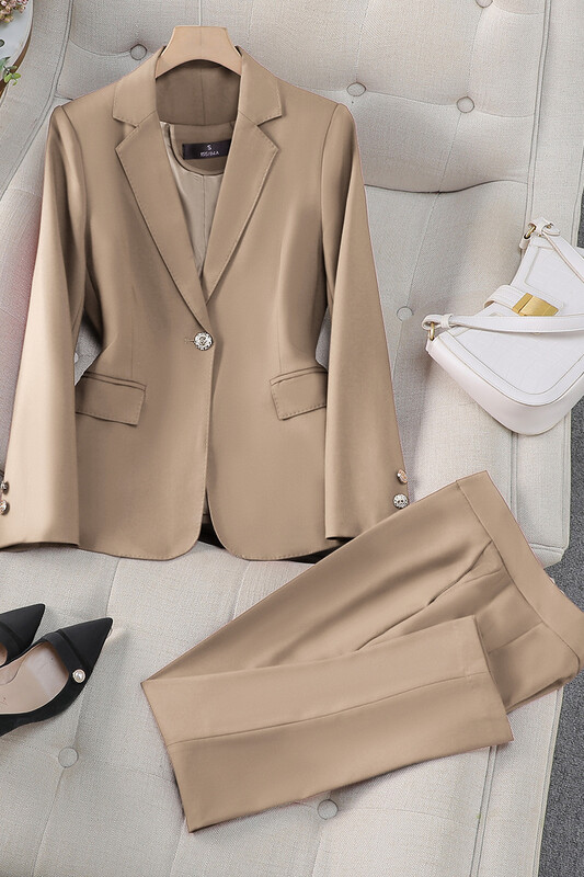 Каки костюм за жени, есенен темперамент, стил богиня, професионален мениджър, официално работно облекло, яке, пролетно-есенен стил