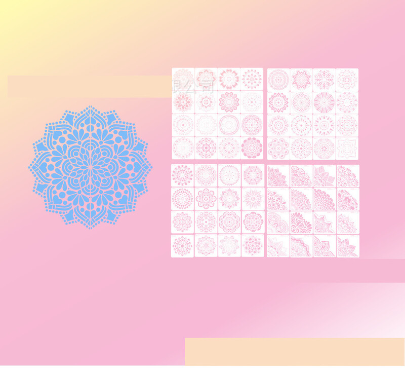 Mandala mandala pagalbinis šablonas plytelių dažymui akmens fone namų dekoravimui sienų dažymas purškiamų gėlių šablonas liniuotė