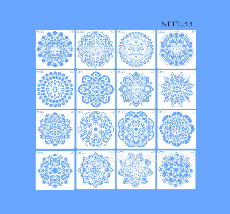 Mandala mandala pagalbinis šablonas plytelių dažymui akmens fone namų dekoravimui sienų dažymas purškiamų gėlių šablonas liniuotė