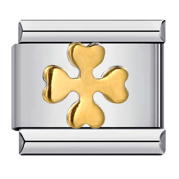 Vienkārša itāļu modulāra aproce ar zelta motīvu, kas izgatavota no titāna tērauda, metināšanas aproce ar eļļas pilienu, itāļu modulāra.