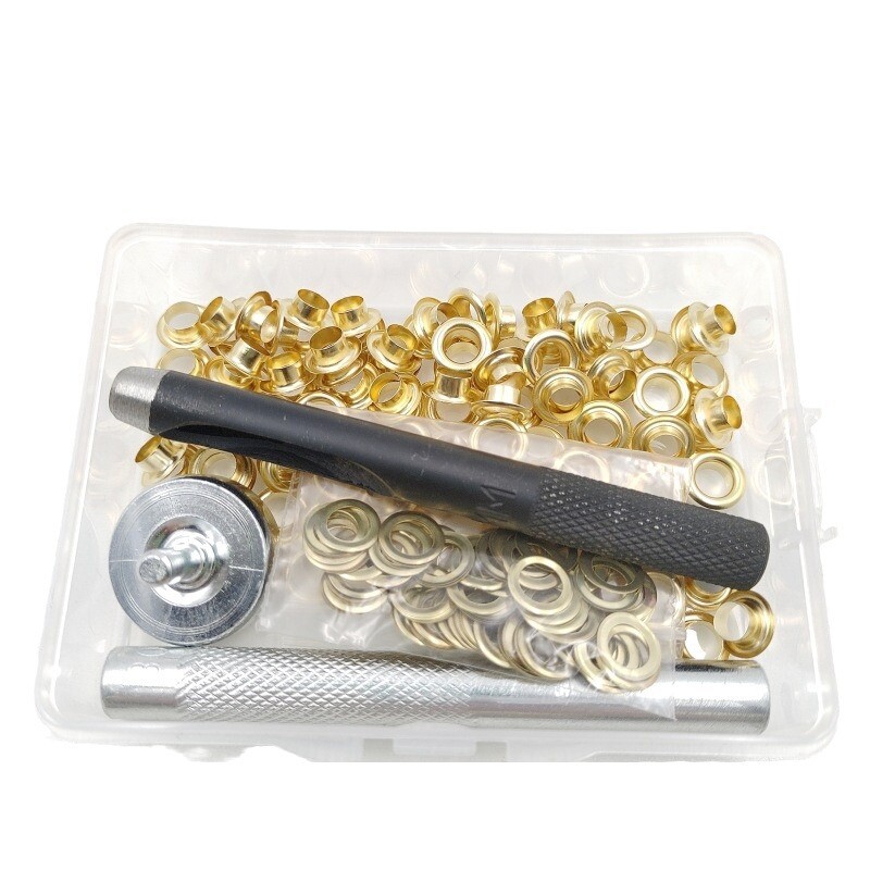 100 db 5 mm-es fűzőlyuk, réz fűzőlyukak, fűzőlyukcsat szerszámkészlet, fém réz kerek fűzőlyukak, fűzőlyukkészítő