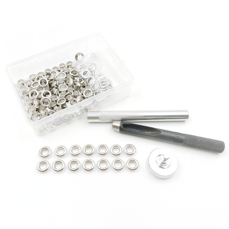 100 db 5 mm-es fűzőlyuk, réz fűzőlyukak, fűzőlyukcsat szerszámkészlet, fém réz kerek fűzőlyukak, fűzőlyukkészítő