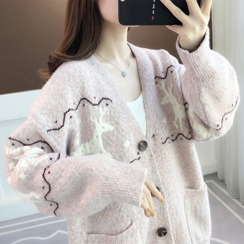 Cardigan elegant tricotat pentru femei, pulover nou de primăvară și toamnă, stil leneș, îmbrăcăminte exterioară pentru femei, palton