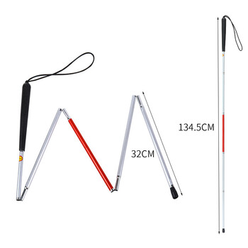 Бастун за сляпо, трекинг бастун от алуминиева сплав, червен и бял алуминиева сплав, 1,2 метра бастун за сляпо, въртяща се глава бастун