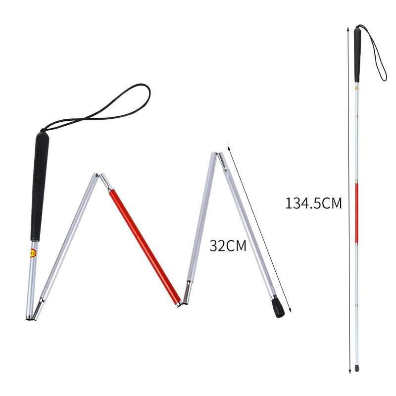Бастун за сляпо, трекинг бастун от алуминиева сплав, червен и бял алуминиева сплав, 1,2 метра бастун за сляпо, въртяща се глава бастун