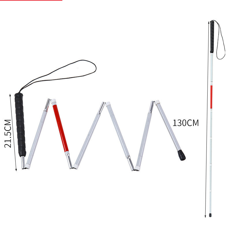 Бастун за сляпо, трекинг бастун от алуминиева сплав, червен и бял алуминиева сплав, 1,2 метра бастун за сляпо, въртяща се глава бастун