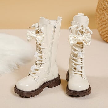 Високи ботуши за момичета 2025, нови есенни и зимни детски плюшени ботуши Martin, сладки, готини, модни ботуши в принцесен стил