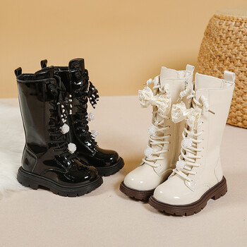 Високи ботуши за момичета 2025, нови есенни и зимни детски плюшени ботуши Martin, сладки, готини, модни ботуши в принцесен стил