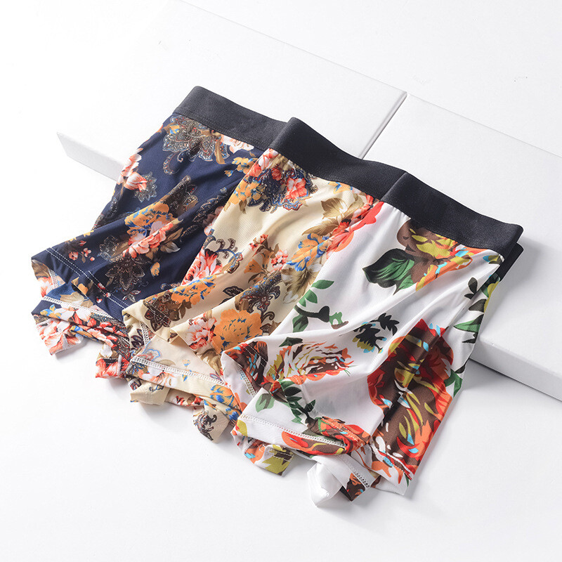 Ледено копринено дишащо мъжко бельо, безшевни ултратънки боксерки с голям размер, летни къси панталони за момчета Ice Sense, на едро