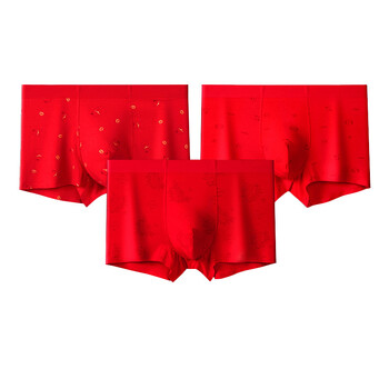 Мъжко бельо, яркочервено сватбено бельо, мъжки модални безшевни антибактериални боксерки