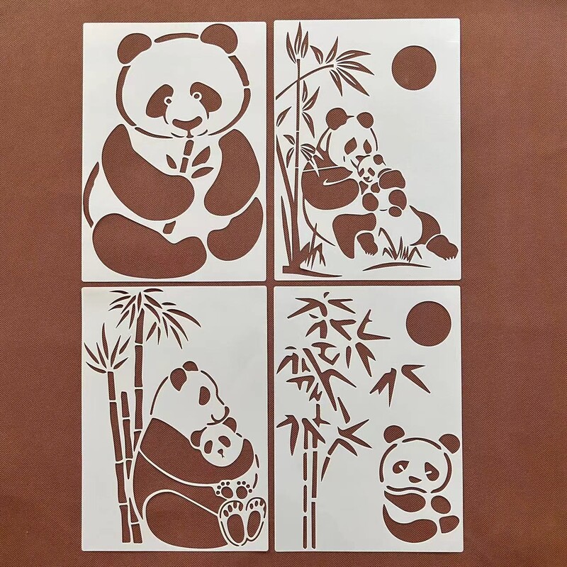 Panda creativ drăguț grafică mascare pensulă pentru copii pictură graffiti auxiliar pictat manual șablon gol tip