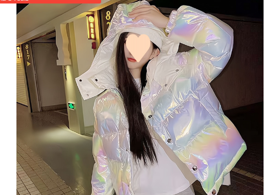 Jachetă de damă cu un singur nasture, albă, strălucitoare, din bumbac cu puf, stil nou 2025, jachetă groasă, elegantă și la modă, cu glugă, pentru femei