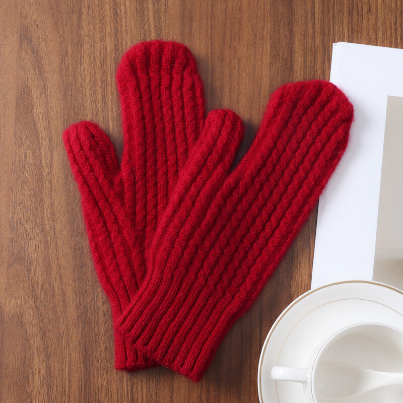 Tarpvalstybinės užsienio prekybos gamintojų didmeninė prekyba 100 vilnonių siūlų pirštinėmis rudens ir žiemos pirštinėmis šiltos šalčiui atsparios vienspalvės pirštinės moterims