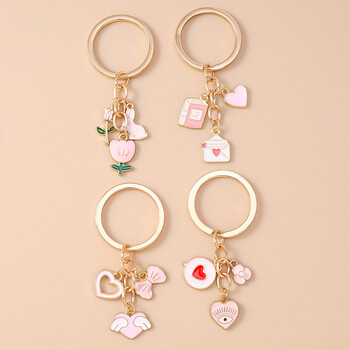 Европейски и американски трансгранични бижута нова мода заек лале ключодържател панделка сърце плик ключодържател висулка