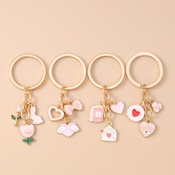 Европейски и американски трансгранични бижута нова мода заек лале ключодържател панделка сърце плик ключодържател висулка