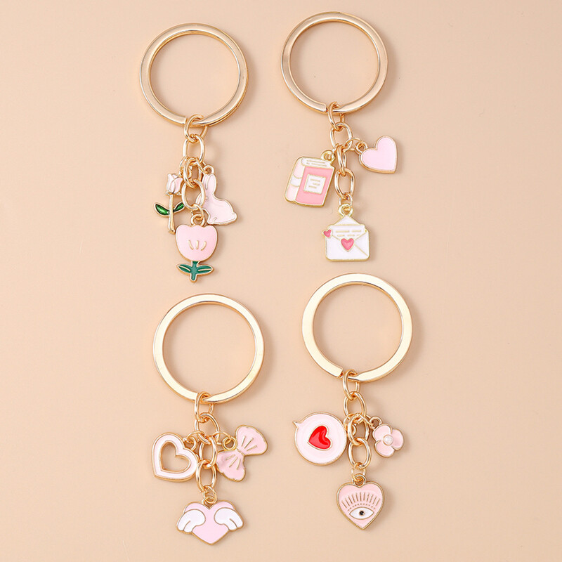 Европейски и американски трансгранични бижута нова мода заек лале ключодържател панделка сърце плик ключодържател висулка