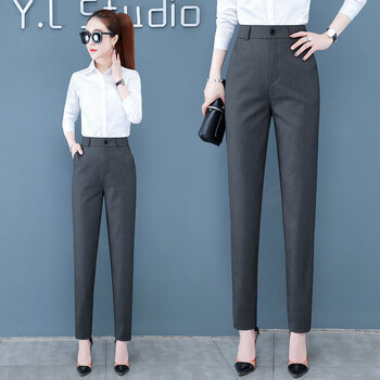 Moteriškos pavasario-rudens profesionalios kostiuminės kelnės, laisvo kirpimo, universalios, liekninančios, kasdienės, siauros haremo kelnės, 2022 m.