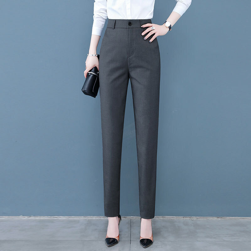 Moteriškos pavasario-rudens profesionalios kostiuminės kelnės, laisvo kirpimo, universalios, liekninančios, kasdienės, siauros haremo kelnės, 2022 m.