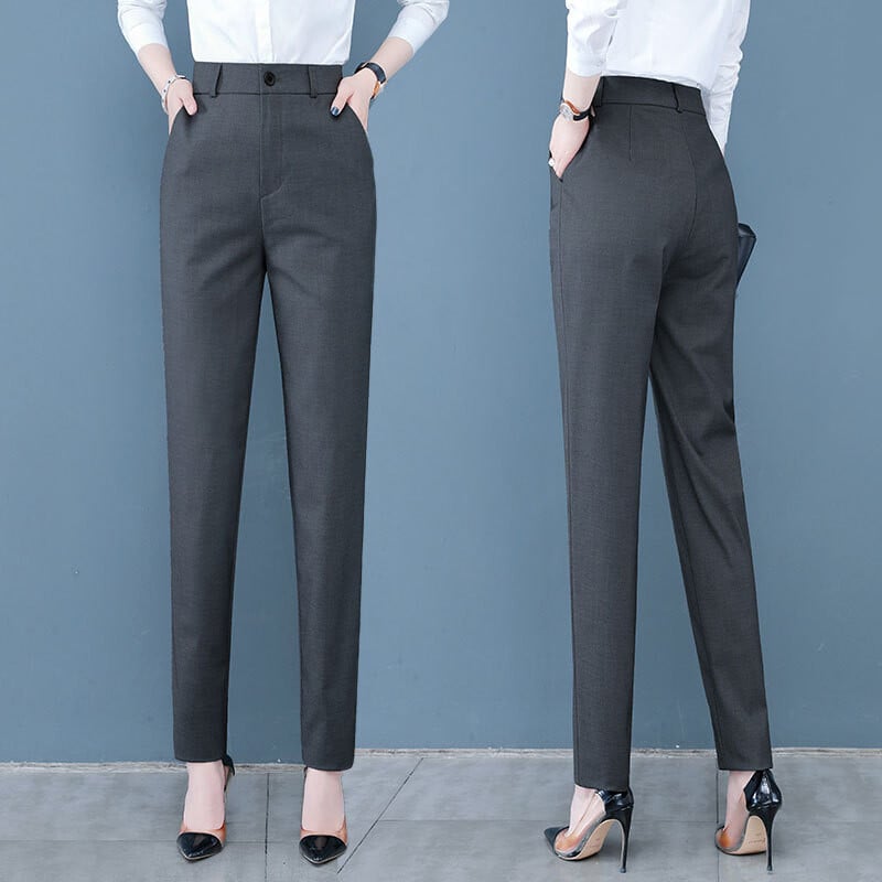Moteriškos pavasario-rudens profesionalios kostiuminės kelnės, laisvo kirpimo, universalios, liekninančios, kasdienės, siauros haremo kelnės, 2022 m.