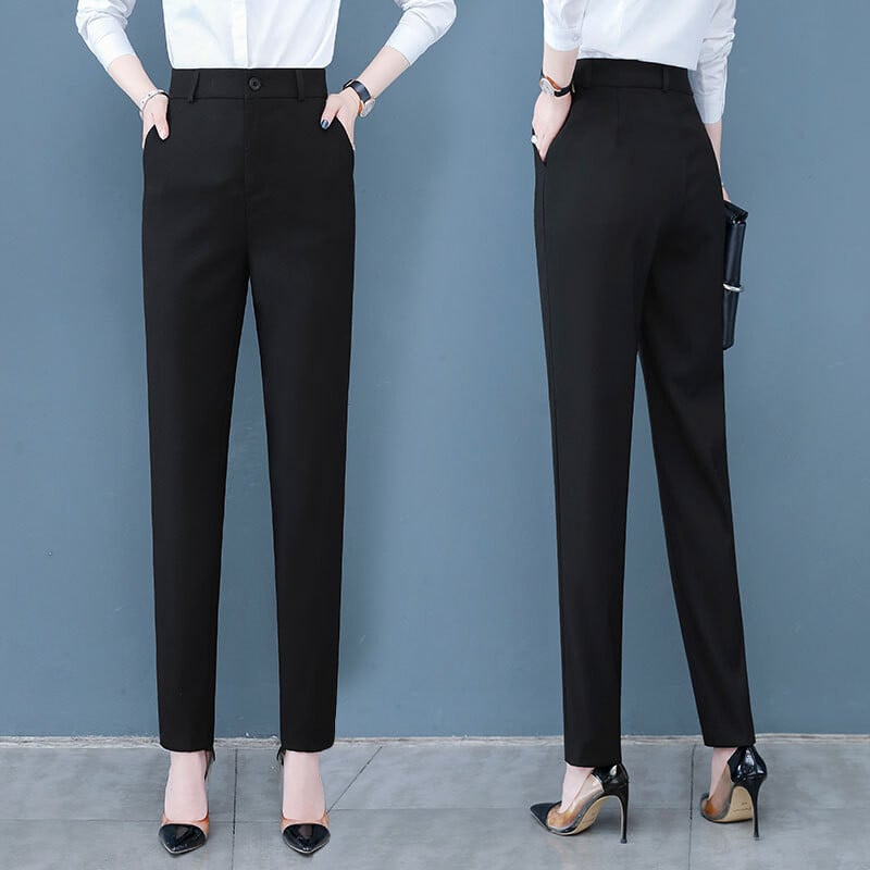 Moteriškos pavasario-rudens profesionalios kostiuminės kelnės, laisvo kirpimo, universalios, liekninančios, kasdienės, siauros haremo kelnės, 2022 m.