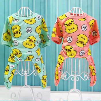 Дрехи за кучета в пролетен и есенен стил, дрехи за четириноги, дрехи за котки, дрехи за малки и средни кучета, плюшено мече, померан, чихуахуа, дрехи за малки жълти патенца