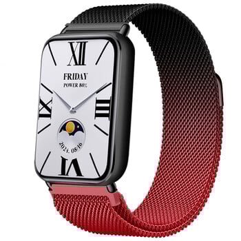 Suderinamas su „Xiaomi Mi Band 9/10 Pro“ magnetiniu nerūdijančio plieno dirželiu, pagamintu iš Milano medžiagos, skirtu „Redmi Watch 6“.