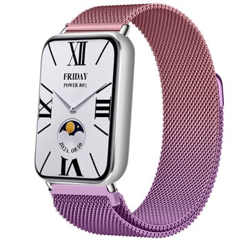 Suderinamas su „Xiaomi Mi Band 9/10 Pro“ magnetiniu nerūdijančio plieno dirželiu, pagamintu iš Milano medžiagos, skirtu „Redmi Watch 6“.