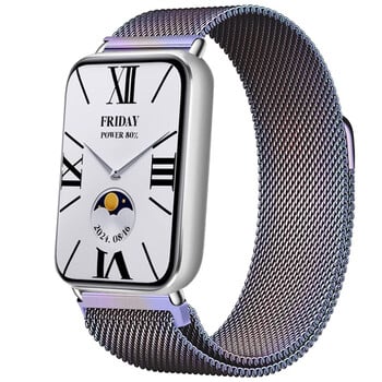 Suderinamas su „Xiaomi Mi Band 9/10 Pro“ magnetiniu nerūdijančio plieno dirželiu, pagamintu iš Milano medžiagos, skirtu „Redmi Watch 6“.