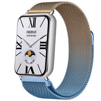 Suderinamas su „Xiaomi Mi Band 9/10 Pro“ magnetiniu nerūdijančio plieno dirželiu, pagamintu iš Milano medžiagos, skirtu „Redmi Watch 6“.