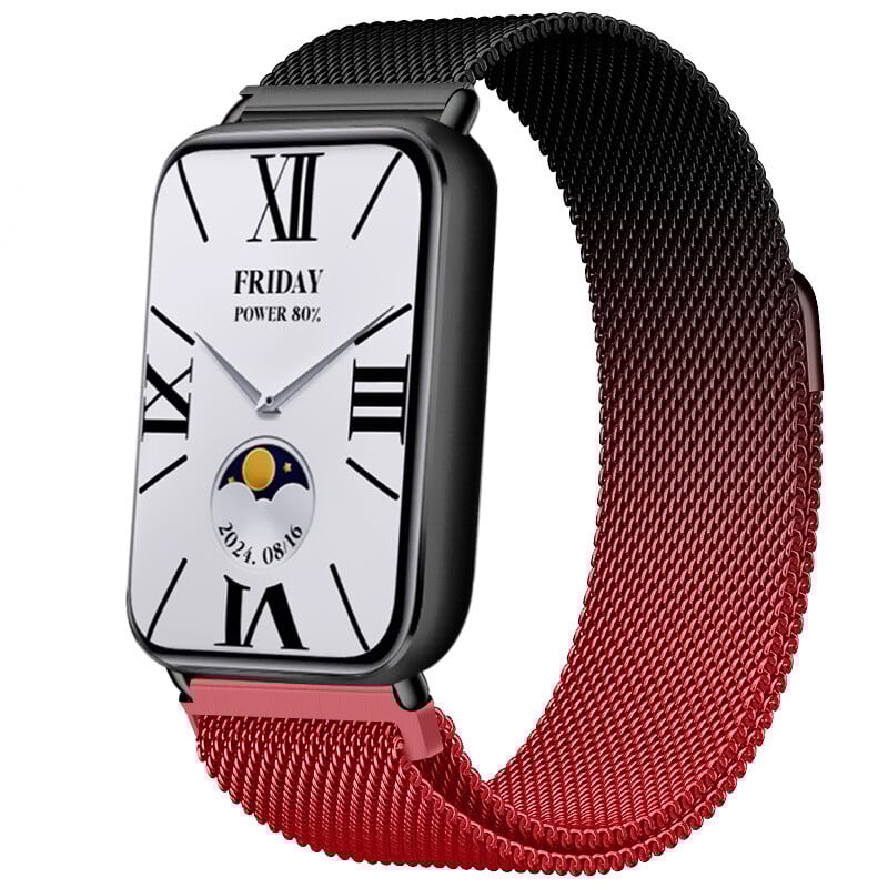 Suderinamas su „Xiaomi Mi Band 9/10 Pro“ magnetiniu nerūdijančio plieno dirželiu, pagamintu iš Milano medžiagos, skirtu „Redmi Watch 6“.