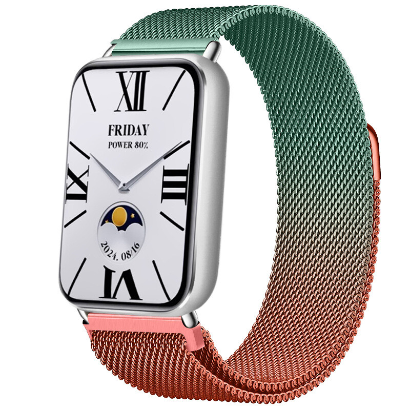 Suderinamas su „Xiaomi Mi Band 9/10 Pro“ magnetiniu nerūdijančio plieno dirželiu, pagamintu iš Milano medžiagos, skirtu „Redmi Watch 6“.