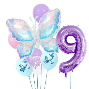 Džiunglių drugelių balionų rinkinys, 32 colių, violetinis rinkinys vaikų gimtadieniams ir darželio dekoracijoms bei fotografijos reikmenims