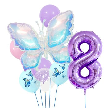 Džiunglių drugelių balionų rinkinys, 32 colių, violetinis rinkinys vaikų gimtadieniams ir darželio dekoracijoms bei fotografijos reikmenims