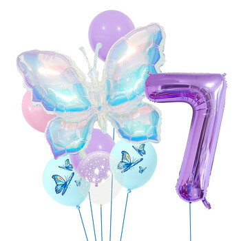 Džiunglių drugelių balionų rinkinys, 32 colių, violetinis rinkinys vaikų gimtadieniams ir darželio dekoracijoms bei fotografijos reikmenims
