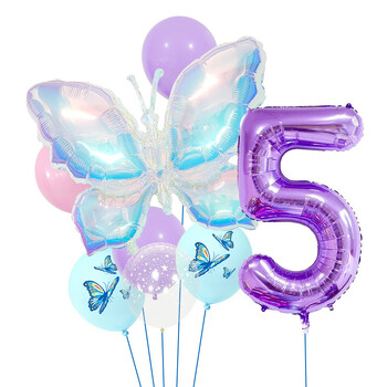 Džiunglių drugelių balionų rinkinys, 32 colių, violetinis rinkinys vaikų gimtadieniams ir darželio dekoracijoms bei fotografijos reikmenims